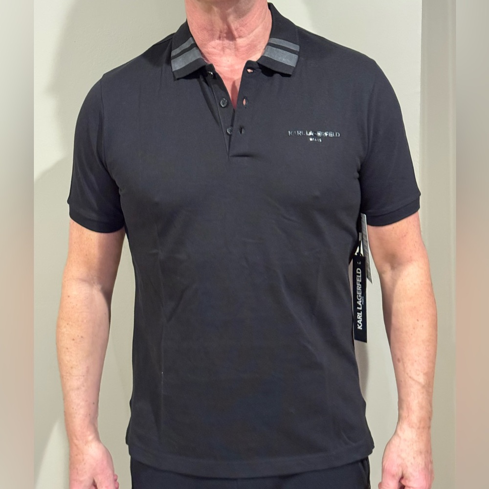 Karl Lagerfeld - Micro Pique Navy Blue or Black Polo - Men’s M - NWT